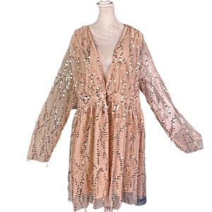Plus size 4X holiday mini dress rose gold sequins
